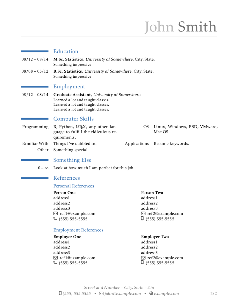 Moderncv Cv And Cover Letter Latex Template - Online Cover Letter Library